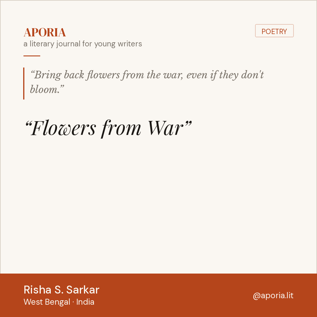 Contributor card for Flowers from War