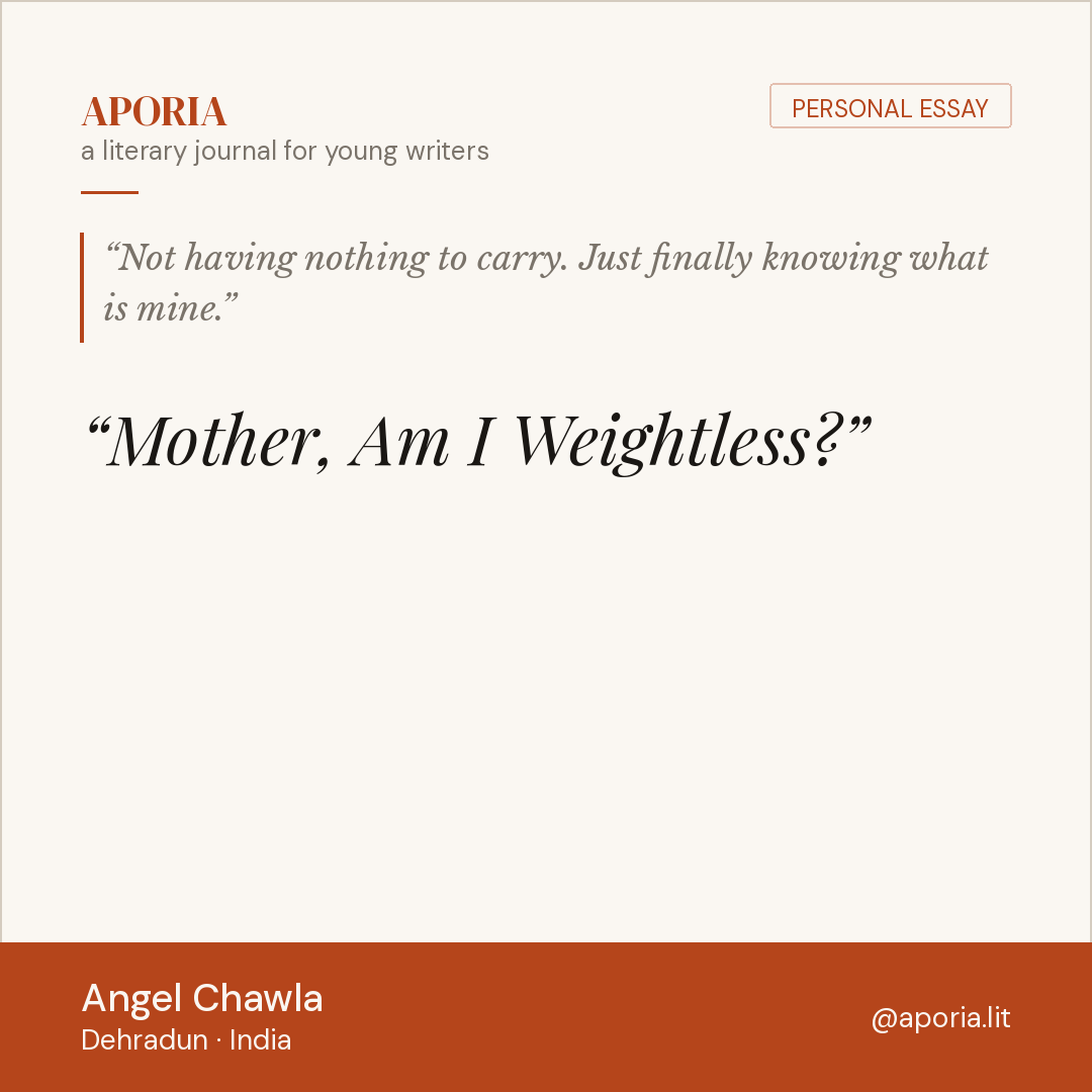 Contributor card for Mother, Am I Weightless?