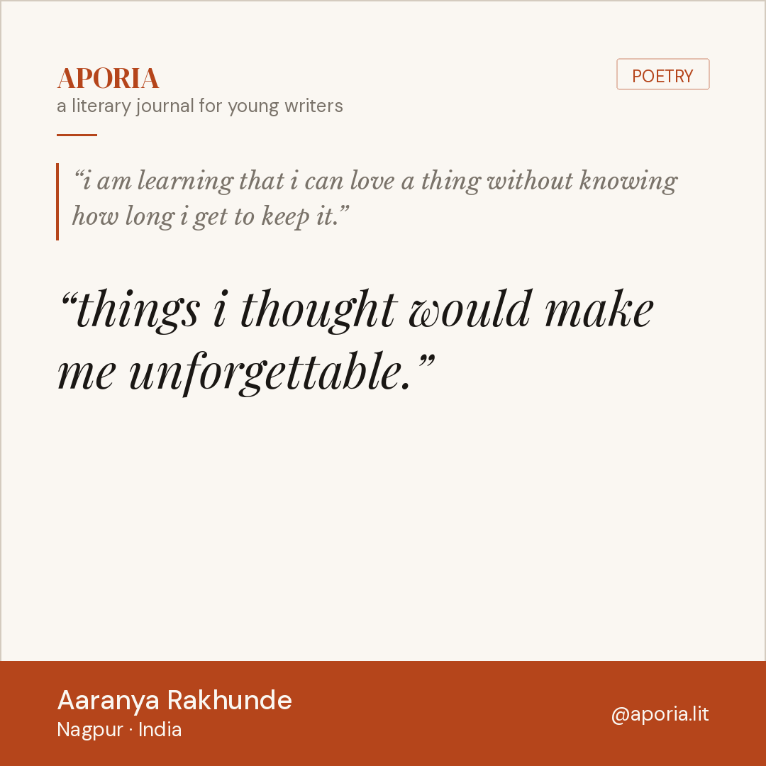 Contributor card for things i thought would make me unforgettable.